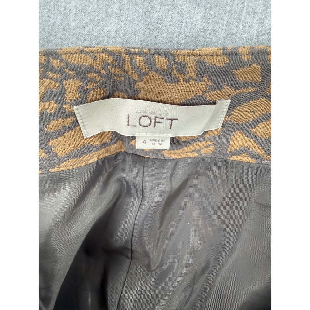 Ann Taylor LOFT Brown Tan Jacquard Abstract Animal Print Mini Skirt Size 4 - Picture 6 of 8